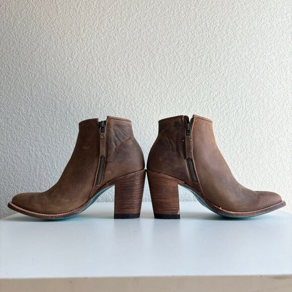 Lane CHARLIE Brown Short Cowboy Boots Womens 9 Western Wear Leather Ankle Bootie - Picture 8 of 9
